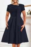 Red Party Formal Solid Color Patchwork O Neck A Line Dresses