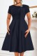 Tibetan Blue Party Formal Solid Color Patchwork O Neck A Line Dresses