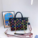 Black Casual Street Letters Gradient Chains Zipper Contrast Bags