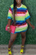 Multicolor Casual Sequins Patchwork O Neck Straight Dresses