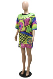 Black And White Casual Sequins Patchwork O Neck Straight Dresses