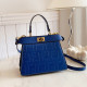 Blue Casual Daily Letters Patchwork Embossed Bags