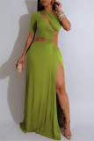 Black Sexy Casual Solid Color Hollow Out Slit O Neck Long Dresses