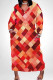 Red Casual Print Pocket Patchwork V Neck Straight Plus Size Dresses