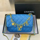 Blue Casual Street Letters Patchwork Metal Accessories Trim Texture Bags