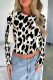 Black And White Casual Street Geometric Print Leopard Contrast O Neck Tops