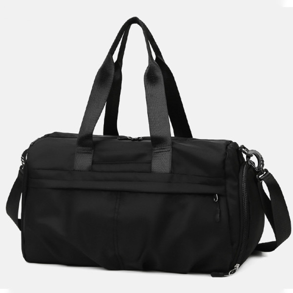 Black Casual Sportswear Solid Color Patchwork Zipper Bags