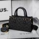 Black Casual Daily Letters Zipper Embossed Bags