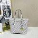 White Casual Street Letters Patchwork Zipper Contrast Bags