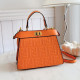 Orange Casual Daily Letters Patchwork Embossed Bags