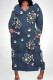 Dark Blue Casual Print Pocket Patchwork V Neck Straight Plus Size Dresses
