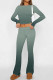 Green Casual Street Gradient Print Contrast O Neck Long Sleeve Two Pieces