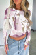 Purple Casual Street Geometric Print Leopard Contrast O Neck Tops