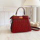 Burgundy Casual Daily Letters Patchwork Embossed Bags