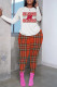 White Pink Casual Print Basic O Neck Long Sleeve Two Pieces