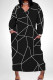 Black And White Casual Print Pocket Patchwork V Neck Straight Plus Size Dresses