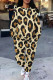 Shallow Yellow Casual Print Pocket Patchwork O Neck Long Sleeve Two Pieces