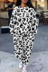 Black Casual Print Pocket Patchwork O Neck Long Sleeve Two Pieces