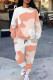 Skin Color Casual Print Pocket Patchwork O Neck Long Sleeve Two Pieces