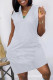 Grey Fashion Casual Solid Pocket V Neck Vest Dress