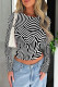 Black And White Casual Stripe Patchwork O Neck Tops