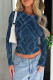 Dark Blue Casual Stripe Patchwork O Neck Tops