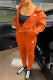Tangerine Red Casual Street Letters Embroidered Zipper Hooded Long Sleeve Two Pieces