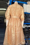 Yellow Elegant Solid Color Patchwork Strap Design O Neck A Line Dresses