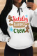 White Red Casual Christmas Tree Letter Print Bow Draw String Pocket Hooded Tops