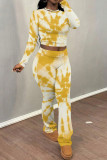 Red Casual Print Patchwork O Neck Long Sleeve Two Pieces