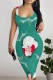 Santa Claus Casual Cartoon Print Basic U Neck Vest Dresses