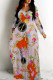 Pink Casual Street Chain print Leopard Pocket Contrast V Neck Printed Dresses
