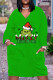 Green Black Casual Cartoon Print Pocket Basic V Neck Long Sleeve Plus Size Dresses