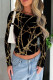 Black Yellow Casual Stripe Patchwork O Neck Tops