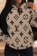 Khaki Casual Street Letter Print Draw String Pocket Hooded Tops