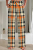 Pink Casual Print Draw String Pocket Patchwork Loose Mid Waist Straight Full Print Bottoms