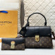 Black Brown Casual Street Letters Patchwork Contrast Bags