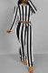 Black Casual Print Patchwork O Neck Long Sleeve Two Pieces