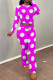 Rose Red Casual Print Patchwork O Neck Long Sleeve Two Pieces
