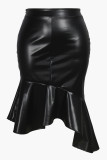 Black Casual Solid Color Patchwork Plus Size 