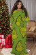 Green Casual Cartoon Print Belted O Neck Long Plus Size Dresses