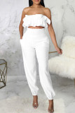 Purple Casual Solid Color Pocket Patchwork Backless Strapless Two Pieces