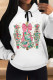 Pink Green Casual Christmas Tree Letter Print Bow Draw String Pocket Hooded Tops