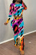 Multi-color Casual Print Patchwork O Neck Long Sleeve Two Pieces