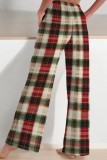 Powder White Casual Print Draw String Pocket Patchwork Loose Mid Waist Straight Full Print Bottoms