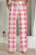 Powder White Casual Print Draw String Pocket Patchwork Loose Mid Waist Straight Full Print Bottoms