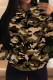 Brown Casual Camouflage Print Draw String Pocket Patchwork Hooded Tops
