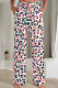 Milky Casual Print Draw String Pocket Patchwork Loose Mid Waist Straight Full Print Bottoms
