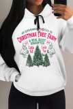 Pink Green Casual Christmas Tree Letter Print Bow Draw String Pocket Hooded Tops
