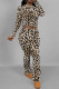 Light Orange Casual Print Patchwork O Neck Long Sleeve Two Pieces